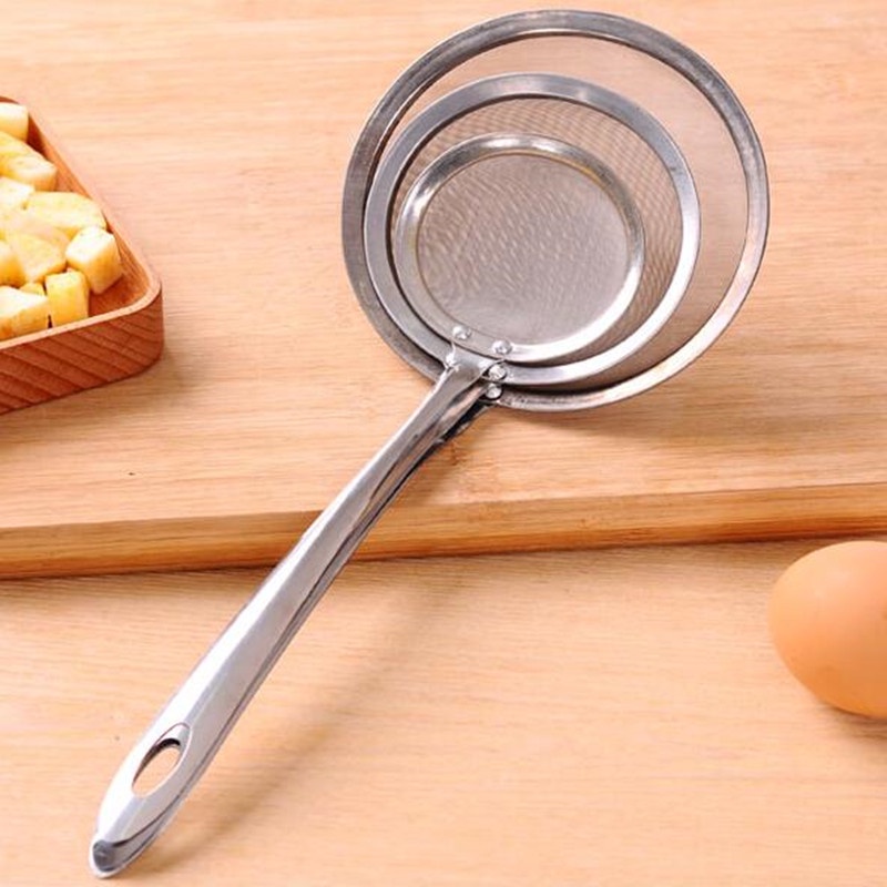 Rây Lọc Bằng Thép Không Gỉ Tay Cầm Dài / Lưới Vớt Súp / Vá Lọc Dầu Cho Nhà Bếp
