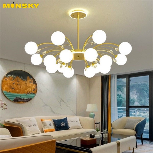 Đèn chùm MONSKY ADELA 16 bóng hiện đại trang trí nội thất sang trọng - kèm bóng LED chuyên dụng.