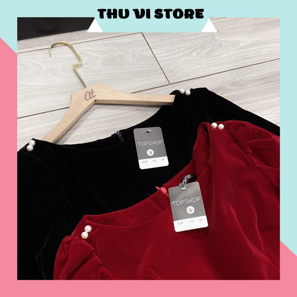 Váy Nhung Nữ, Đầm Nữ Dáng Xòe Cổ Tròn Tay Lửng Đính Nút Vai Chất Nhung Cứng Mịn Đứng Form Màu Đen, Đỏ Siêu Tôn Dáng | BigBuy360 - bigbuy360.vn