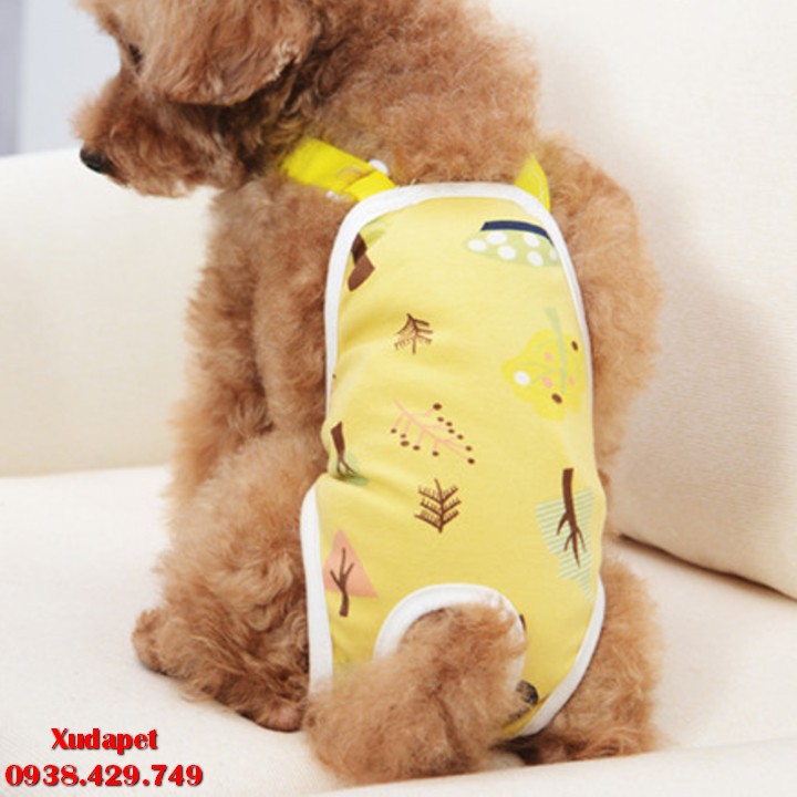 Yếm Quần Sinh Lý Cho Chó Cái Trong Những Ngày Kinh Nguyệt Ngừa Mang Thai chất liệu Vải cotton, màu Vàng, Hồng - SP005227