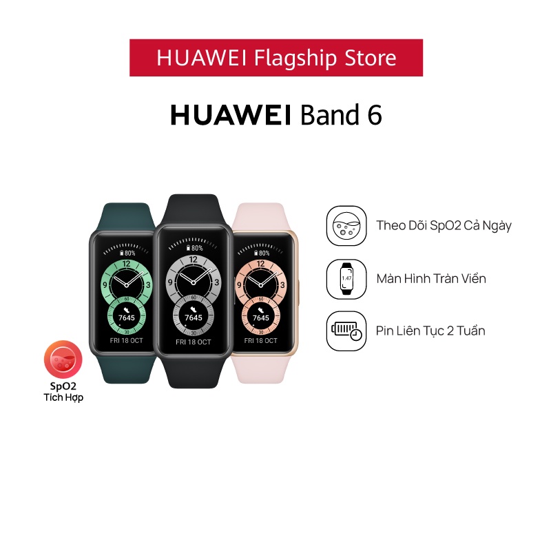 Vòng Đeo Tay Thông Minh HUAWEI Band 6 | Theo Dõi SpO2 Cả Ngày | Màn Hình Tràn Viền