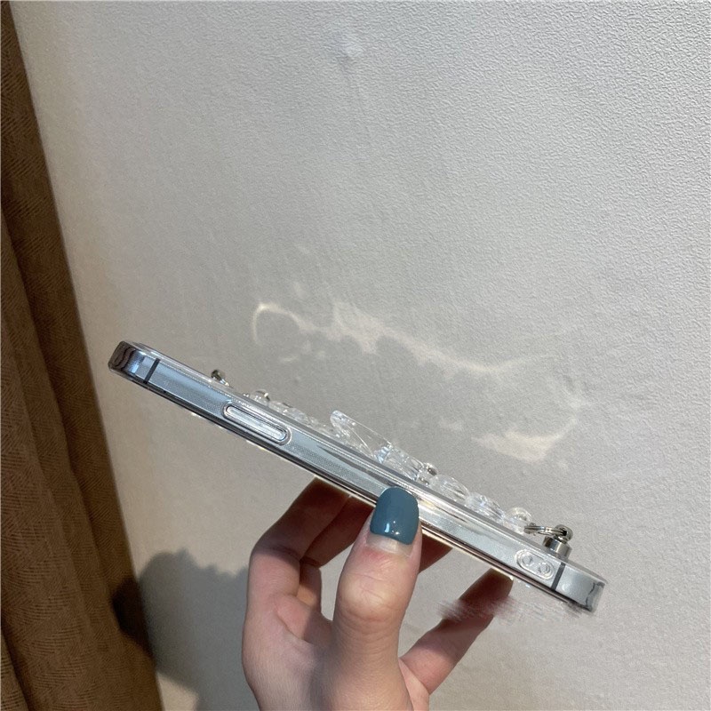 Ốp Điện Thoại Silicon Dẻo Trong Suốt Kèm Dây Đeo Hình Bươm Bướm Cho iPhone 14 7 8 Plus 11 12 13 Pro MAX X XR XS MAX SE 2020 2022