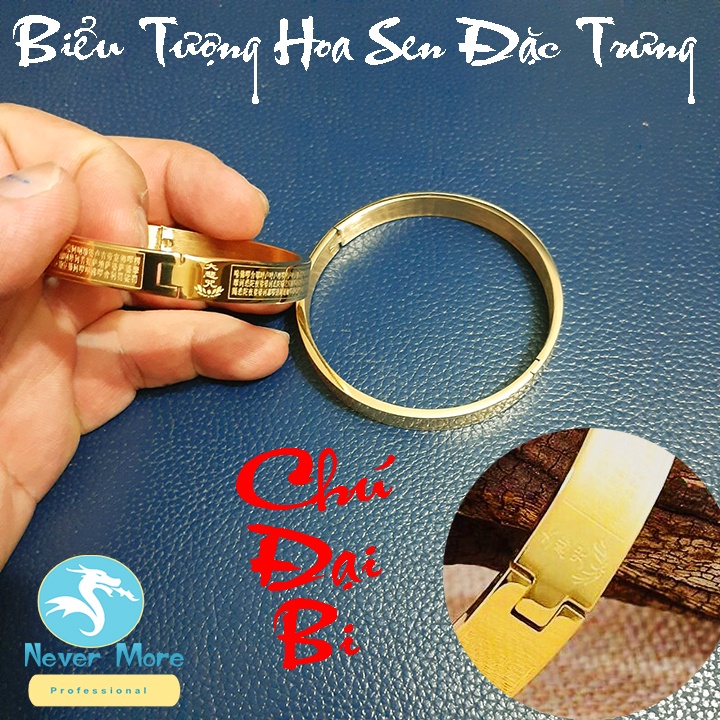 Vòng tay titan Chú Đại Bi hình tròn màu vàng siêu đẹp - Đeo tay vạn sự may