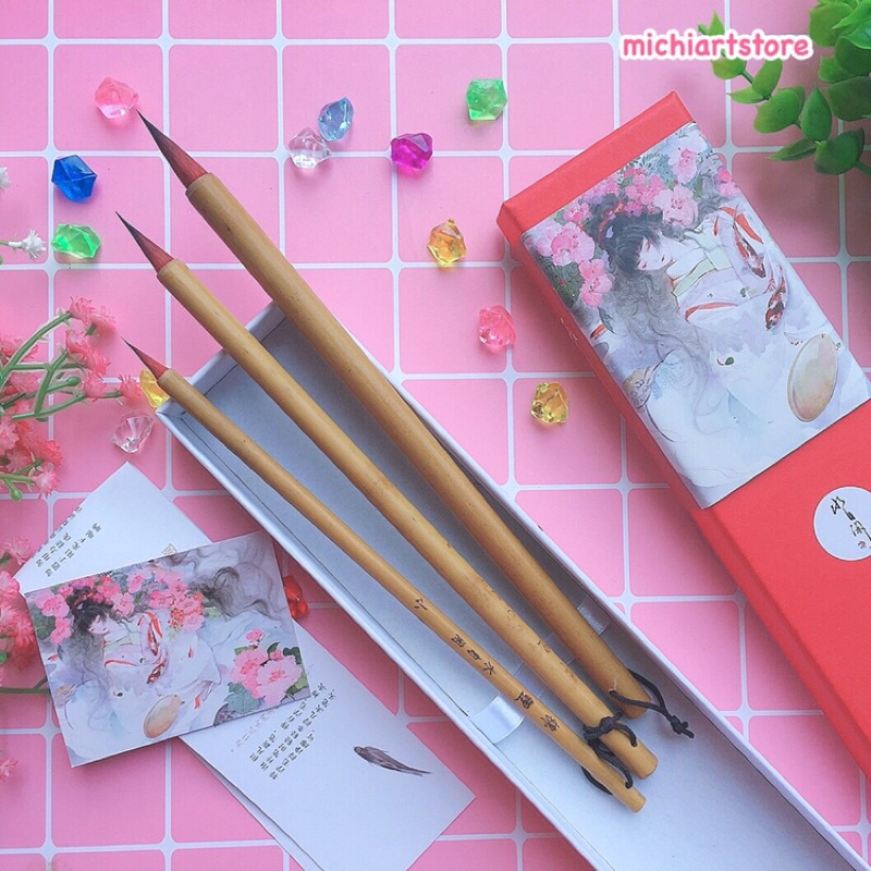 [Michi Art Store] Cẩm Lý - Bút lông vẽ màu nước thủy mặc, cọ thư pháp lông thú - Welkin Thủy Tự Nhàn