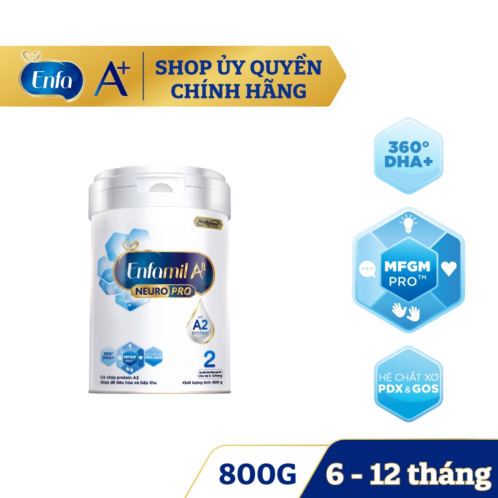 Sữa bột Enfamil A2 Neuropro 2 cho trẻ từ 6 - 12 tháng tuổi – 800g date 2024