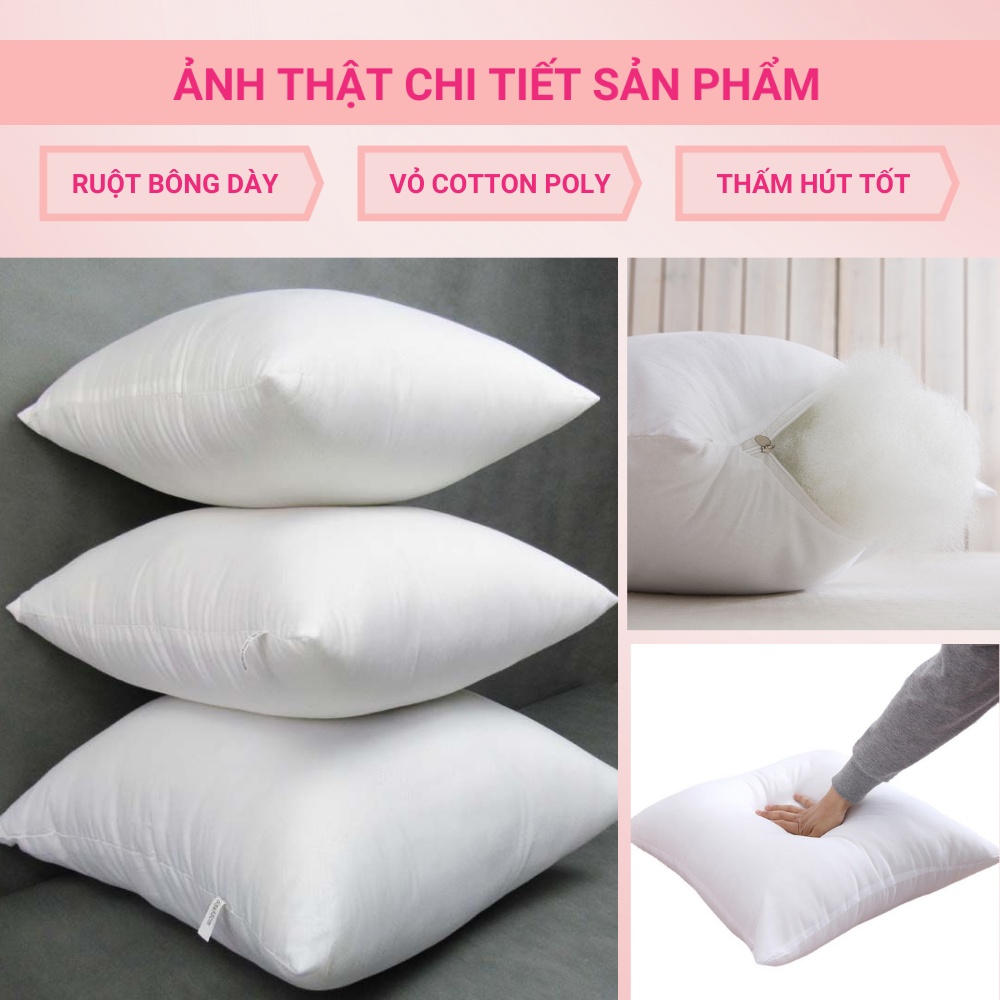 Ruột Gối Vuông Tựa Lưng Trang Trí 100% bông tinh khiết