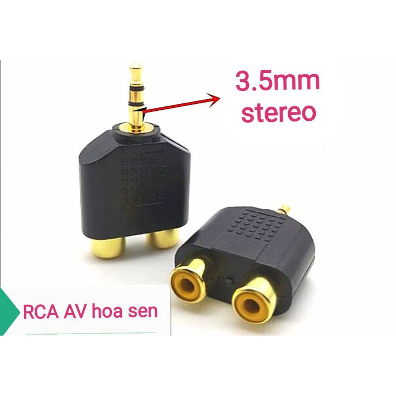 Đầu chuyển jack Audio stereo 3.5mm ra 2 đầu RCA AV hoa sen cái