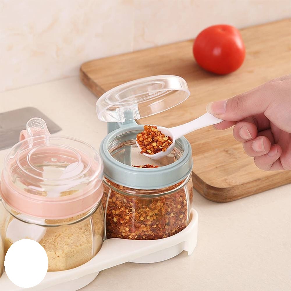 Set bộ 3 lọ đựng gia vị bằng nhựa kèm thìa tiện dụng