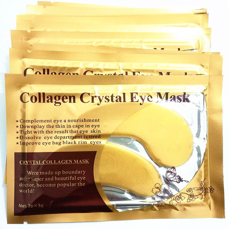 We Flower 1Pair Gold Crystal Collagen Eye Mask For Eye Care Dark Circles Remove Anti-Aging Wrinkle