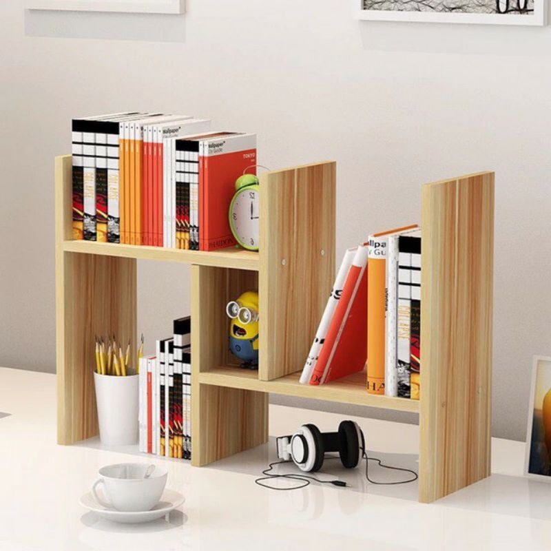 Kệ sách gỗ mini để bàn 5in1 lắp đc tận 5 kiều như hình