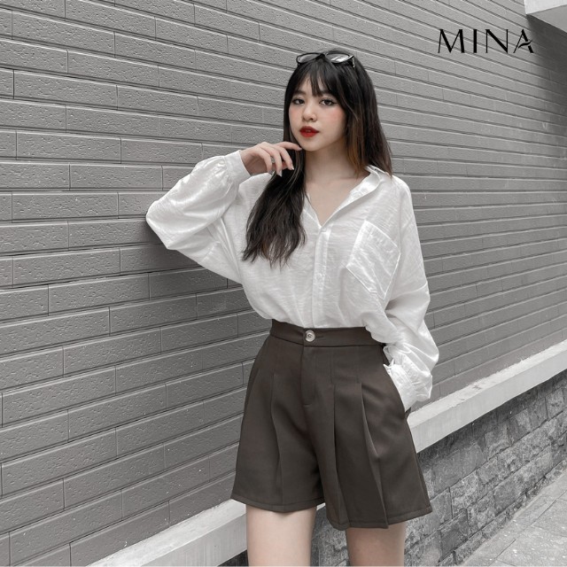 Áo sơ mi trắng nữ kiểu form rộng basic, chất đũi, tay dài/ Áo somi trắng  công sở mỏng, thời trang ulzzang | BigBuy360 - bigbuy360.vn