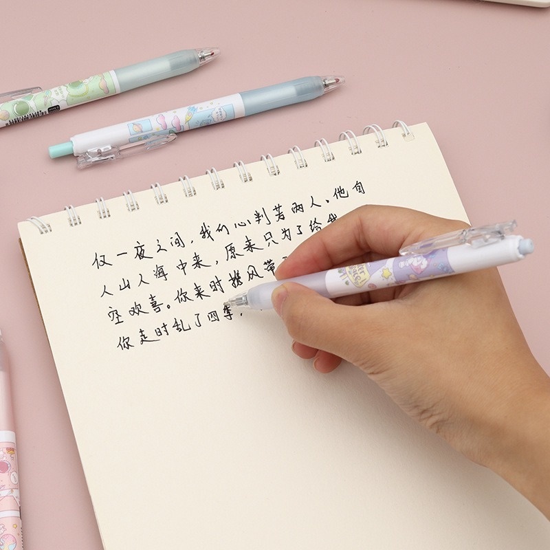 Bút Bi Bấm Mực Đen Ngòi 0.5mm Dung Tích Lớn Chất Lượng Cao