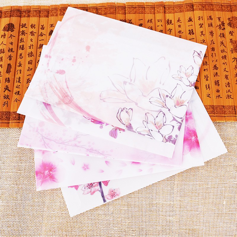 Bộ 2 phong bì giấy mờ trong suốt họa tiết Vintage xinh xắn (PB04)