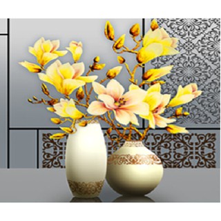 Tranh đính đá Bình hoa đẹp Kt 45x45cm