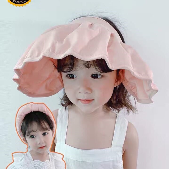 Người lớn và trẻ lớn Mũ dành cho người lớn Big Children Simple Black Cao su Kem chống nắng Hollow Top Hat Shell Hat