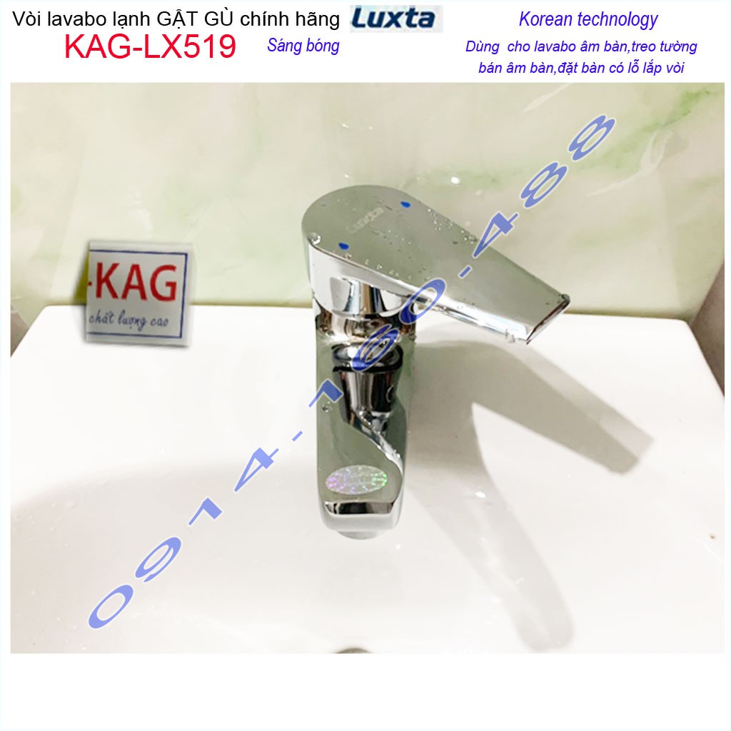 Vòi lavabo lạnh Luxta KAG-LX519 gật gù, vòi chậu rửa mặt thân lớn chrome bóng nước mạnh sử dụng siêu bền