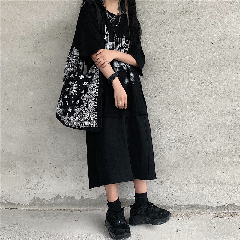 Túi đeo vai canvas họa tiết hoa điểu phong cách harajuku thời trang cho nam và nữ 22168