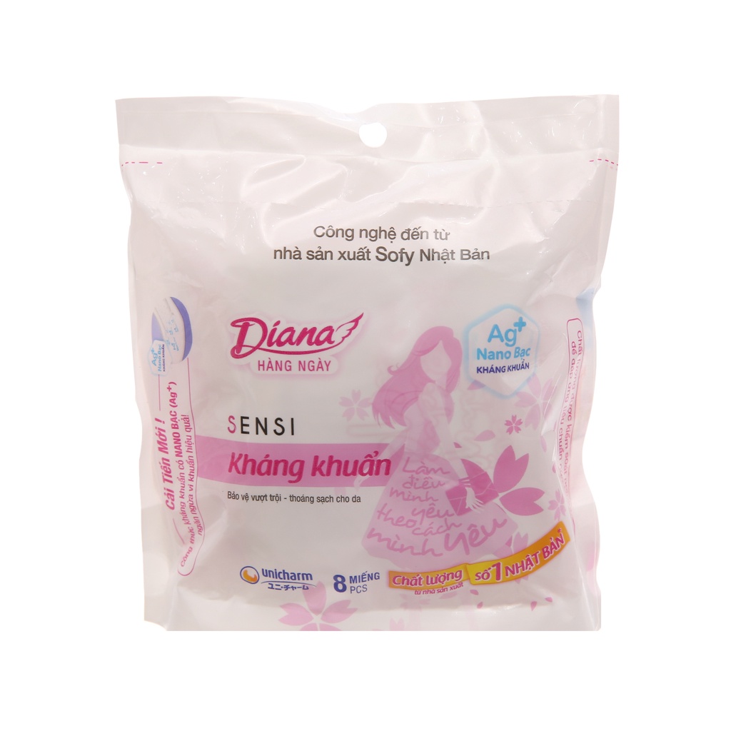 Combo 6 gói băng vệ sinh Diana Sensi kháng khuẩn 8 miếng