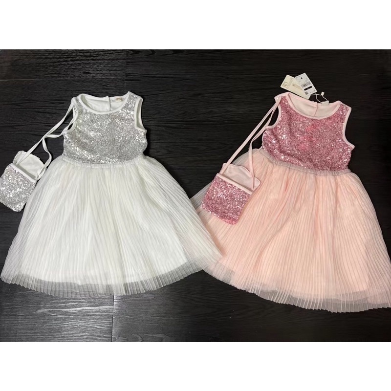 Váy bé gái Yampi sát nách 2-8 tuổi 🌈 Đầm bé gái xếp ly dài đính kim sa xuất dư 0822