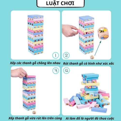 [Sale sốc] Đồ chơi rút gỗ màu loại lớn in hình con vật, đồ chơi trẻ em xếp hình trí tuệ, chất liệu an toàn loại đẹp