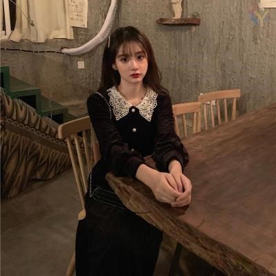 #O46 Đầm nhung/ váy nhung cúc dọc kèm đai lưng ORDER TMALL có hàng cau 16 ngày