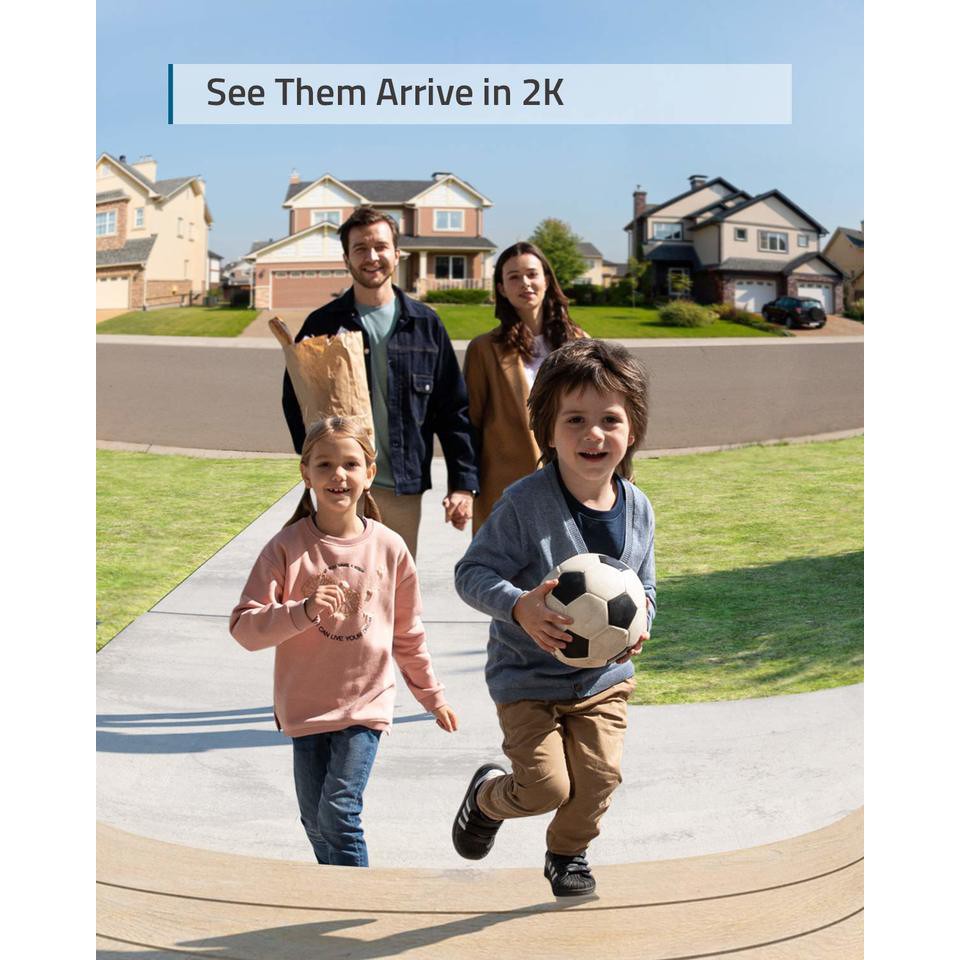Eufy Video Doorbell 2K, chuông cửa thông minh dùng Pin, chất lượng 2K, hỗ trợ Google và Alexa