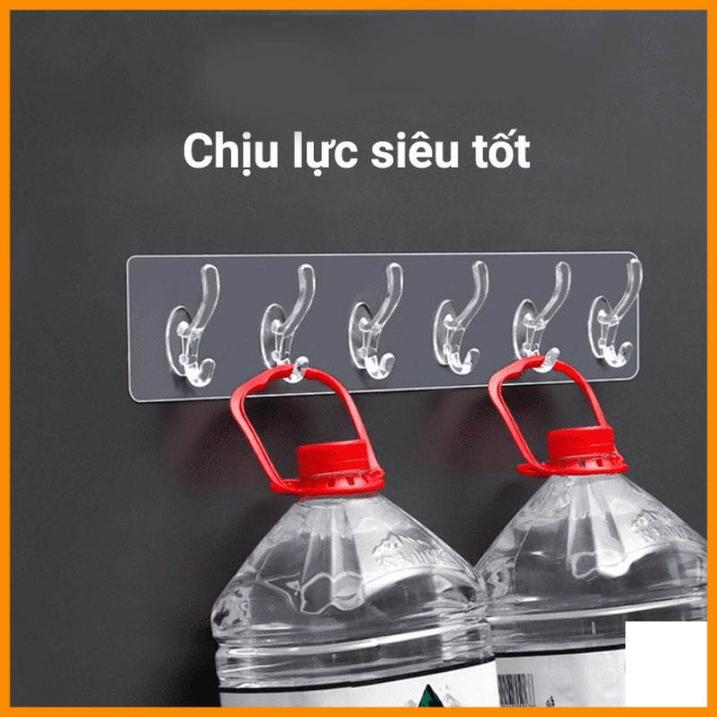 Móc treo quần áo nhà tắm 6 móc không cần khoan đục