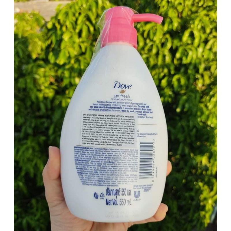 Sữa tắm dưỡng ẩm Dove Hương Dưa Leo và Trà Xanh -Hương Lựu Đỏ và Chanh 550ml