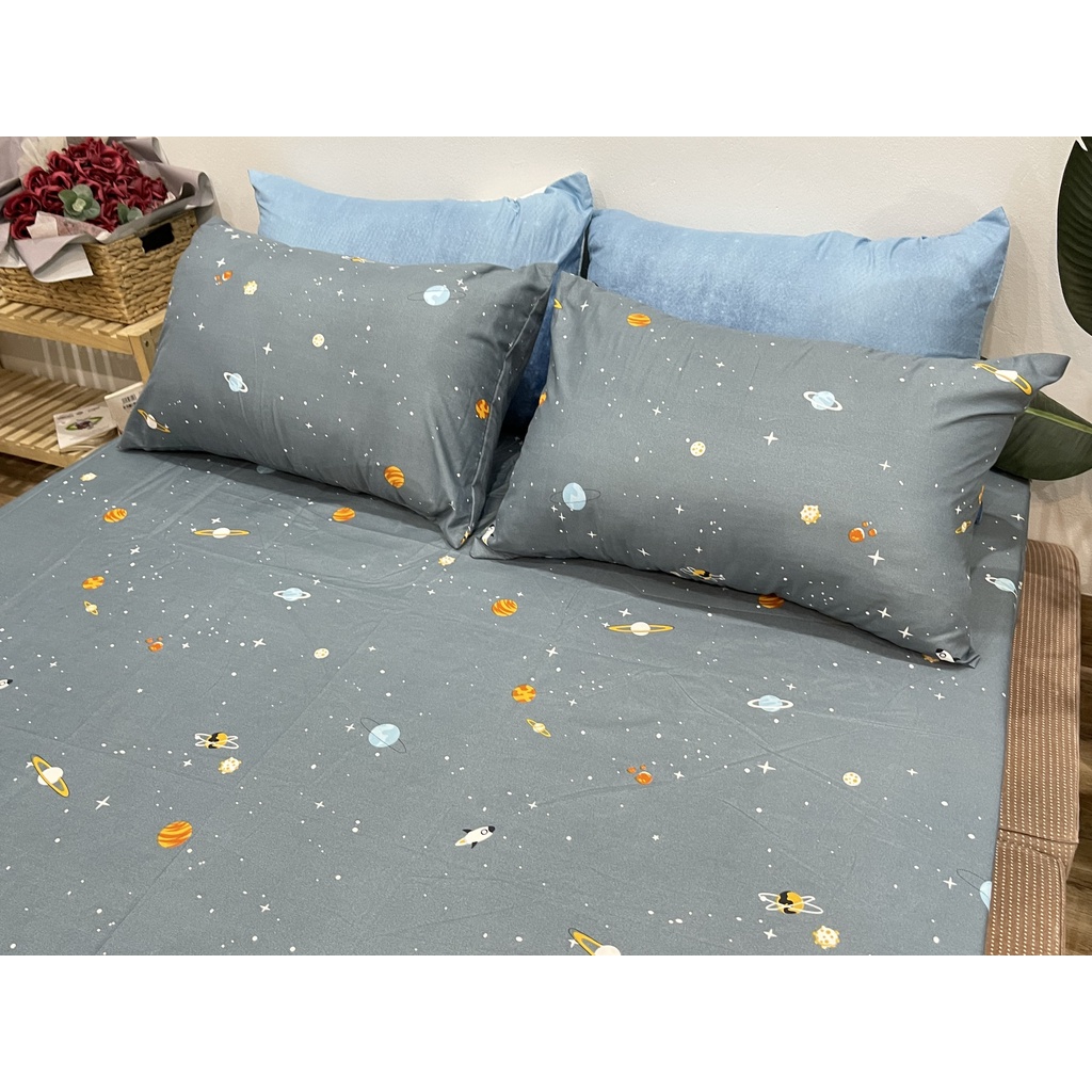 Bộ ga gối cotton poly Emmibedding Store mẫu hành tinh
