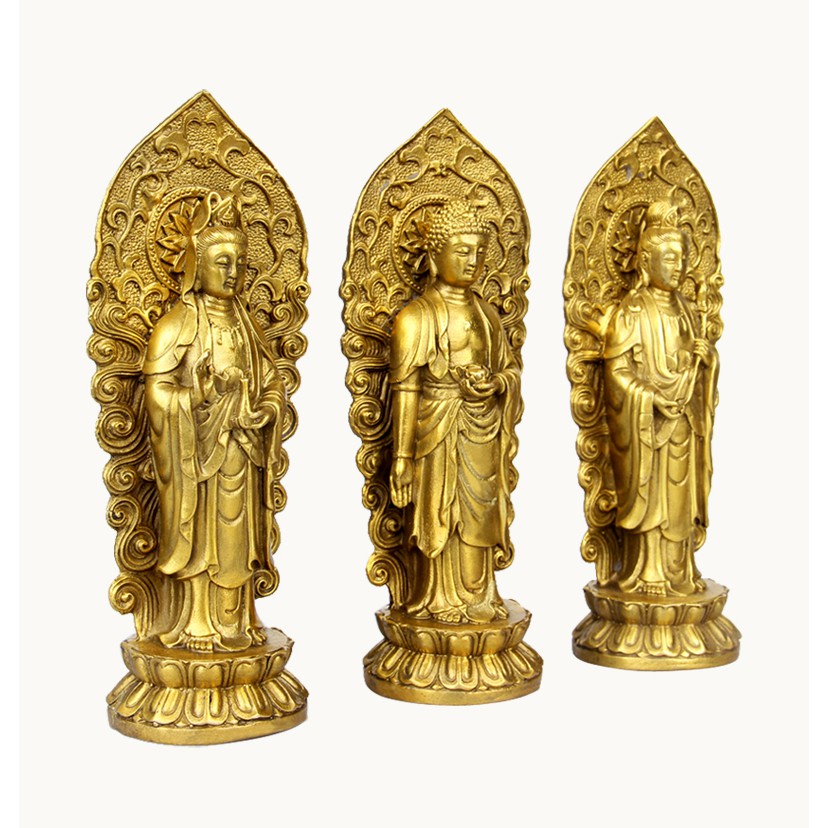 Bộ 3 pho Tượng Tam Thế Phật bằng đồng thau cỡ trung