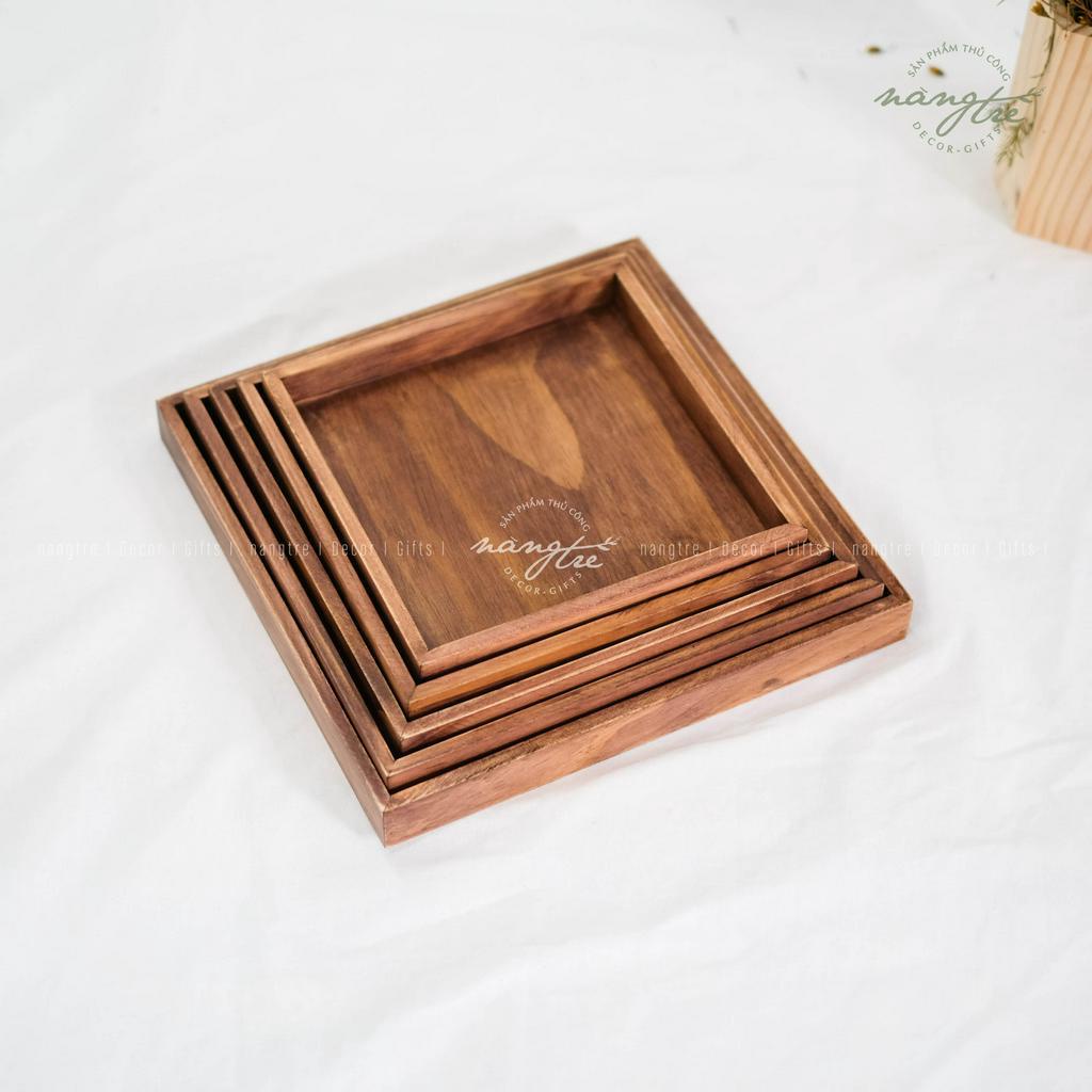 Khay gỗ vuông đựng đồ đa năng