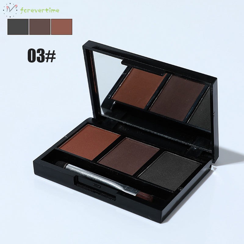 #Trang điểm# 3 Colors Eyebrow Powder Palette Waterproof Long Lasting Eyebrow Shadows with Brush Mirror Box