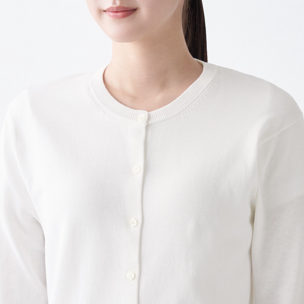 Muji Áo Khoác Cardigan Chống Uv Cổ Tròn High Twisted / Washable