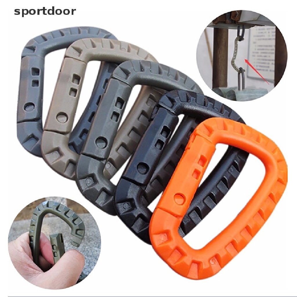 Set 5 móc khóa leo núi hình chữ d bằng nhựa đa năng thông dụng