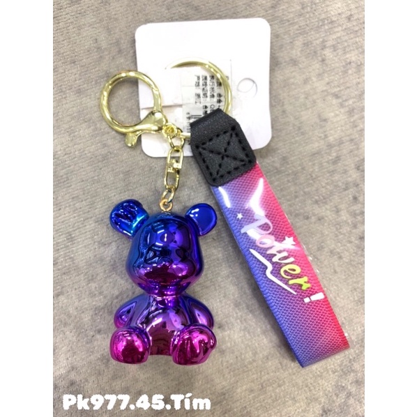 Móc khoá gấu loang 2 màu phong cách sang trọng