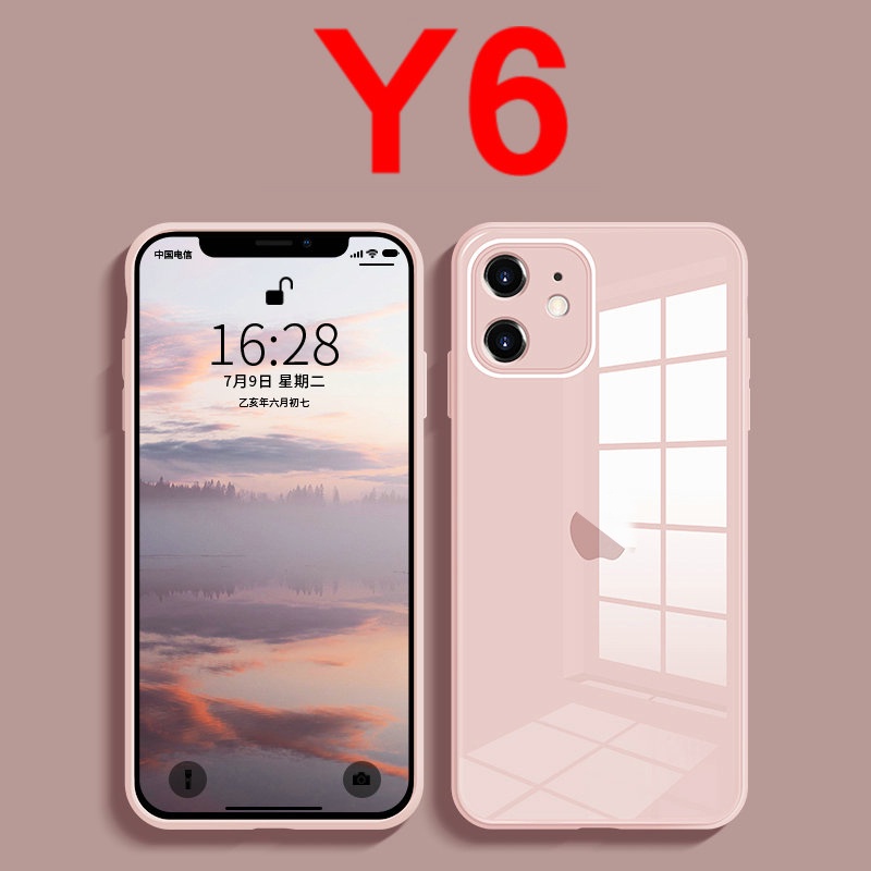 Ốp điện thoại kính cường lực in logo cho iPhone 7 Plus 11 6 6S 8 Plus 12 Pro Max X SE 2020 6SPlus 7Plus 6Plus 8Plus XS