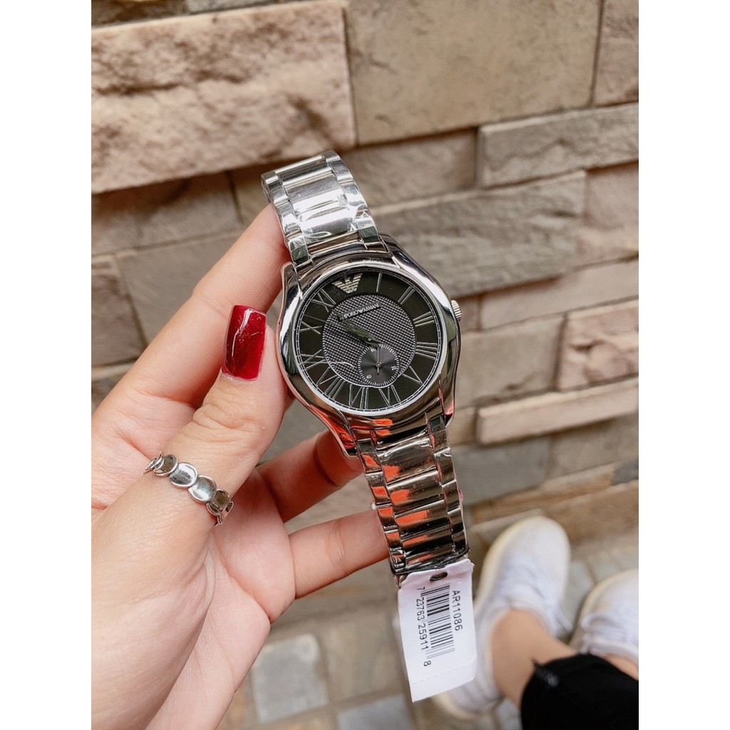 ĐỒNG HỒ NAM ARMANI AR11086 , DÂY THÉP , MẶT ĐEN , 42MM