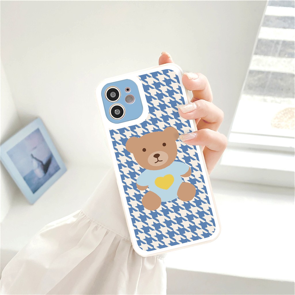 Ốp lưng iphone Tulip Bear bóng cạnh vuông 6/6plus/6s/6splus/7/7plus/8/8plus/x/xr/xs/11/12/13/pro/max/plus/promax