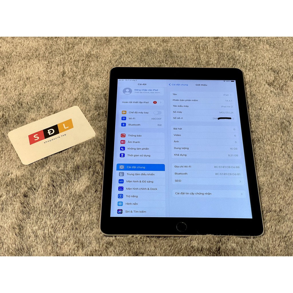 Máy tính bảng Apple iPad Air 2 16GB WIFI bản KHÔNG VÂN TAY | BigBuy360 - bigbuy360.vn