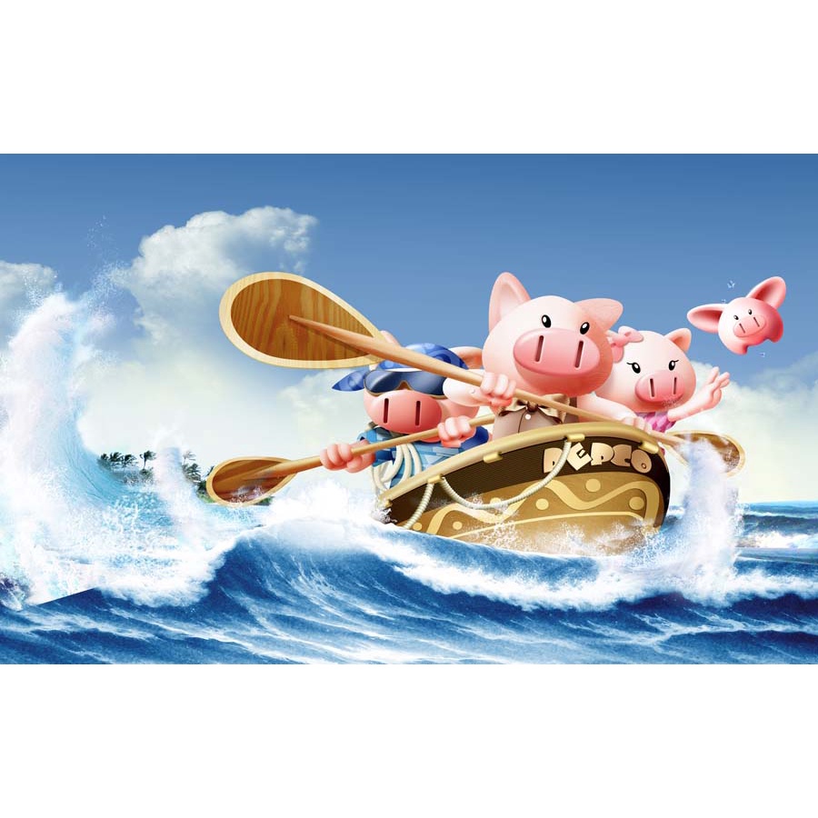 Tranh Dán Tường 3D Chủ Đề cá heo Đại Dương, Dolphin, anh hùng biển cả bơi lội trong nước