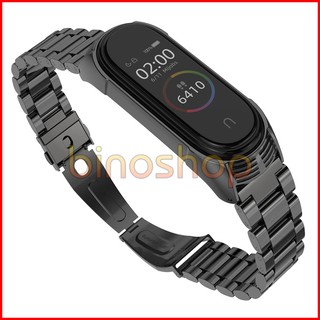 Dây đeo miband 4 kim loại mắt to TF viền vân , dây đeo thay thế xiaomi mi band 4 mắt to bản TF MIJOBS