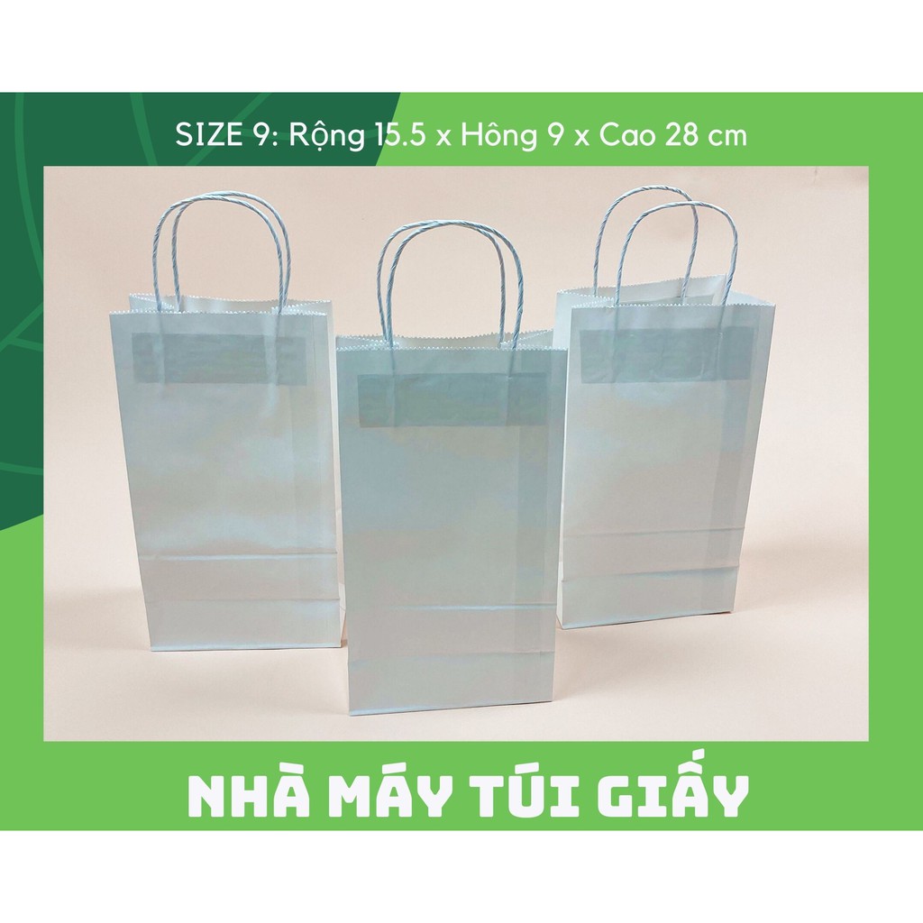 100 chiếc túi giấy kraft Nhật màu trắng Size 9 -15.5x9x28cm CÓ QUAI