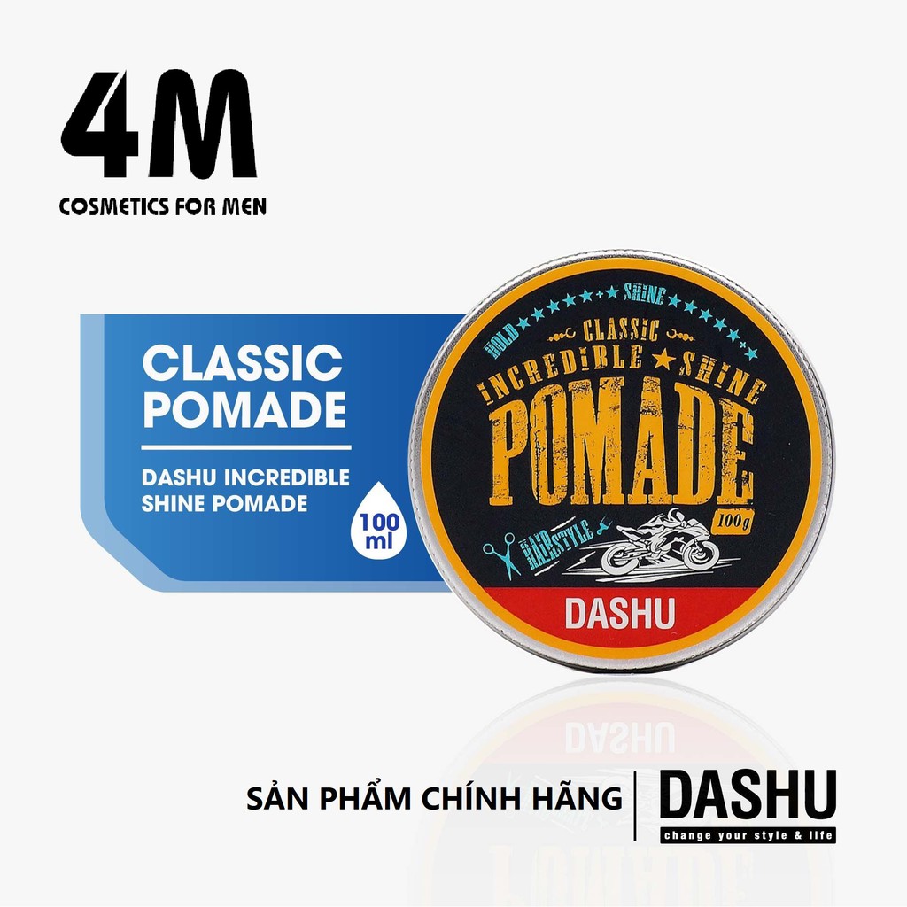 Sáp pomade tạo kiểu undercut Dashu Classic Incredible Shine Pomade 100g