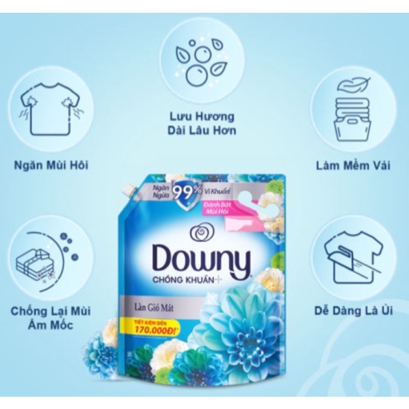 NƯỚC XẢ VẢI DOWNY CHỐNG KHUẨN LÀN GIÓ MÁT 3L