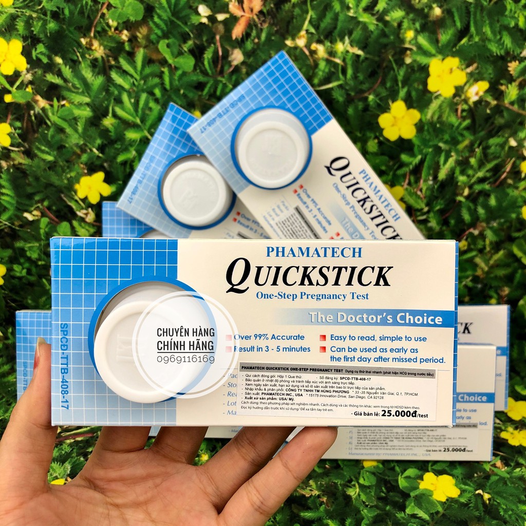 Combo 10 Que thử thai Quickstick hàng chính hãng Công Ty PHAMATECH sản xuất tại Hoa Kỳ