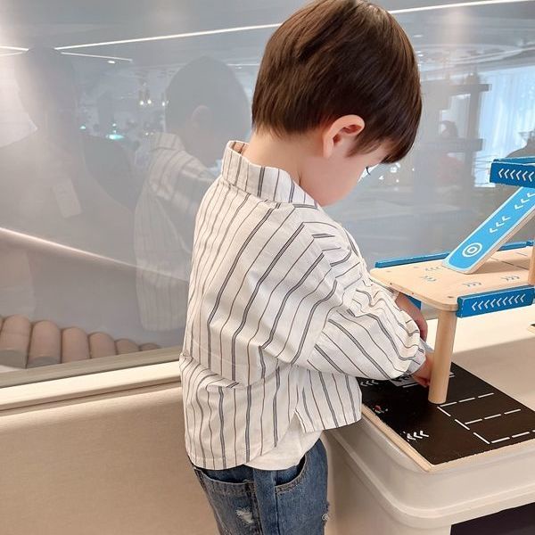 [Babycat] Áo Sơ Mi Tay Dài Họa Tiết Kẻ Sọc Phong Cách Nhật Bản Hàn Quốc Thời Trang Xuân Thu Dành Cho Bé Trai 2022