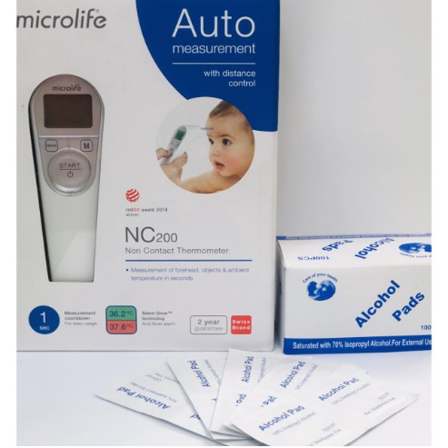 Nhiệt Kế Hồng Ngoại Đo Trán: Microlife NC200, Đo Sốt Cho Bé, Nước, Sữa [BH 24 THÁNG]