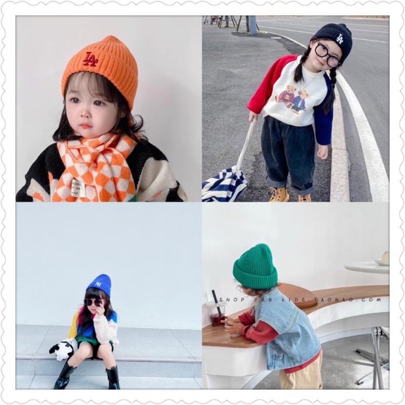 Mũ len trẻ em cho bé trai bé gái thêu chữ da dạng , phù hợp 1 - 10 tuổi