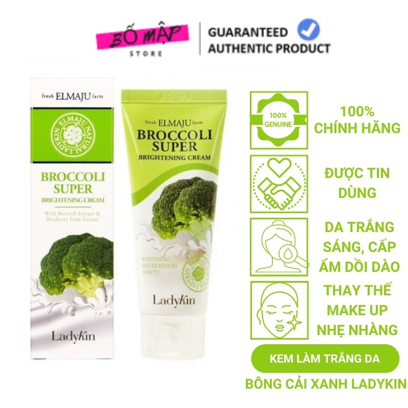 [SALE] [CAM KẾT 100% CHÍNH HÃNG] Kem Làm Trắng Da Bông Cải Xanh Ladykin Broccoli Super Hàn Quốc