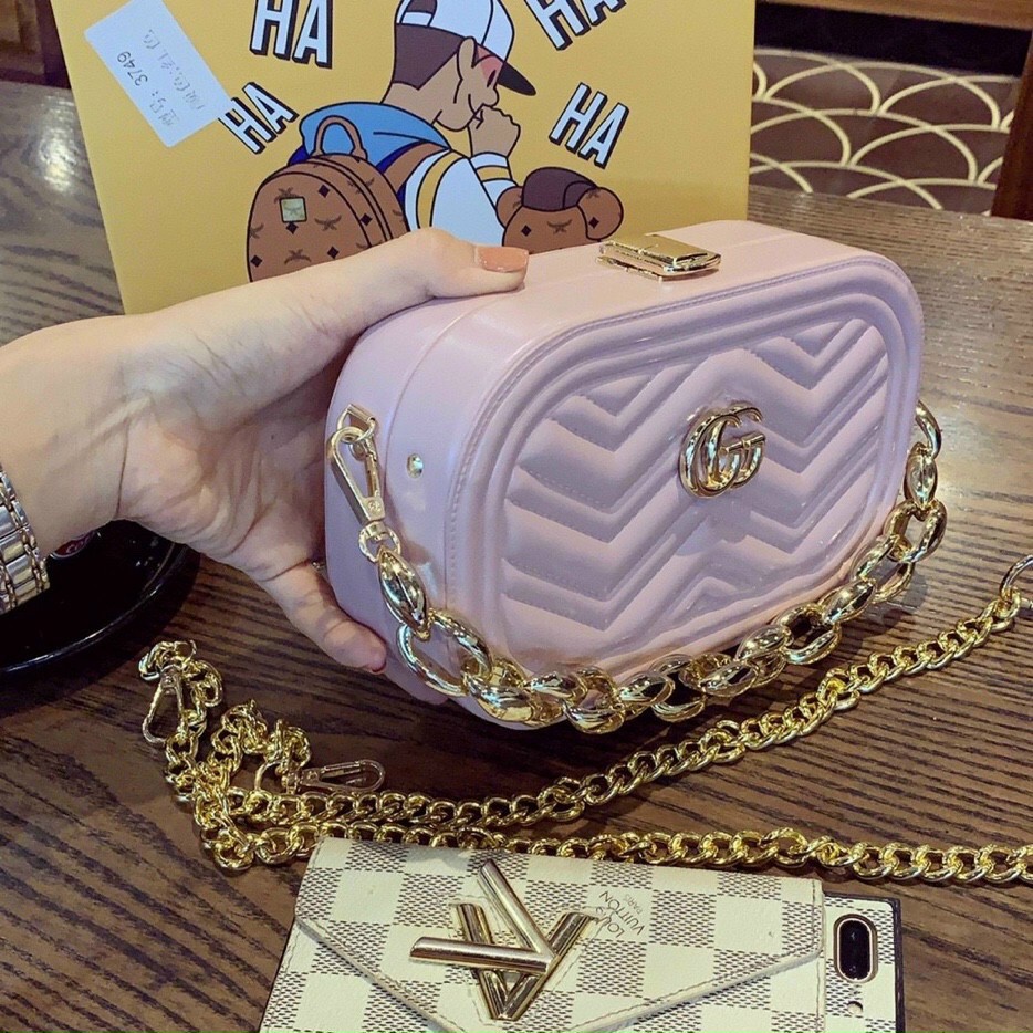 Túi gucci hồng cốp phối xích hàng QC